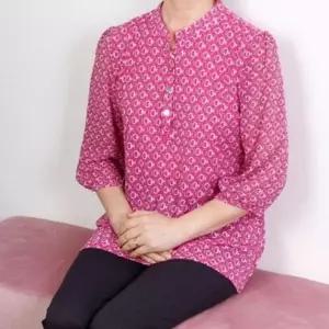 여성 차이나카라 차이나 여름 오피스룩 중년 어머님 카라 칠부블라우스 시원한 7부 블