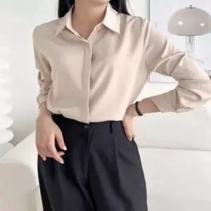 여성 우아한핏 3컬러 셔츠 블라우스 봄가을 실크 하객룩 새틴 오피스룩