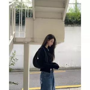 GENERALIDEA 시그니처 크루넥 가디건 [BLACK] / WBE1L04507