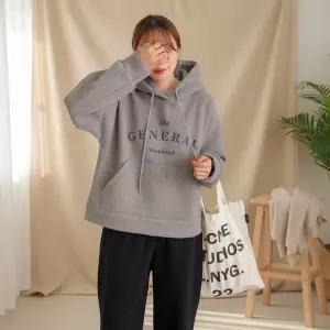 [옷자락] 여성 울 루즈핏 레터링 후드티 반지 후디
