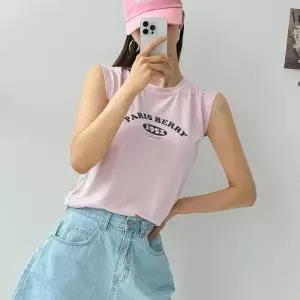 [옷자락]여자 여름 페스티벌 레터링 민소매 스판 라운드 나시