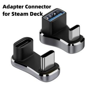 180도 각도 USB C 어댑터 20Gbps PD 140W 충전 태블릿 U자형 컨버터 스팀 덱 액세서리용