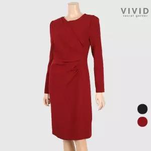 [VIVID SG] 랩형 핀턱주름 정장 원피스 VS036050