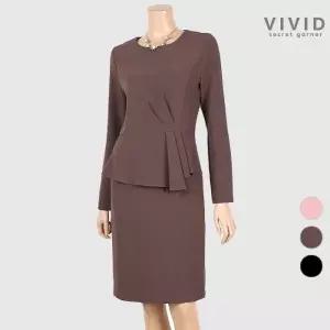 [VIVID SG] 페미닌 핀턱주름 정장 원피스 VS036046