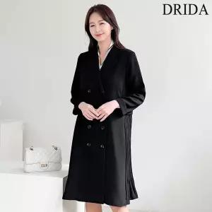 드리다 봄 가을 모던 카라 플리츠 빅사이즈 더블 정장 원피스 40-50대 미시 학부모룩 하객 상견례 모임