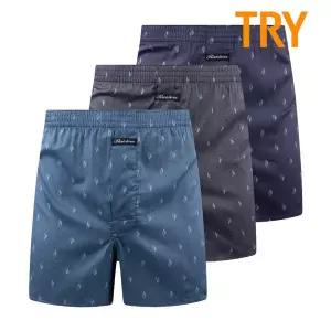 [TRY]트라이 남성 순면 트렁크팬티 80수 레이더스 사각박서 3매입 패턴C