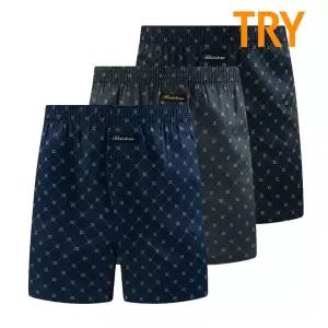[TRY]트라이 남성 순면 트렁크팬티 80수 레이더스 사각박서 3매입 패턴D