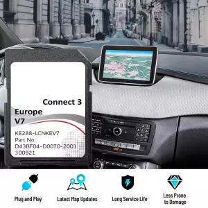 Connect3 V7 Sat Nav 16GB SD 메모리 카드 내비게이션 (닛산 쥬크/카샤키/엑스트레일/노트/ 차량용) 유럽