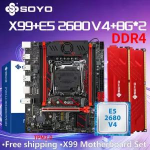 게이밍 마더보드 듀얼 SOYO X99 BSF C612 인텔 키트 제온 E5 2680 V4 CPU DDR4 RAM 16G=8G*2 컴퓨터 TPM2.0