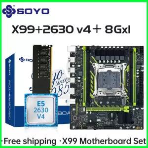 SOYO X99 마더보드 세트(LGA2011-3 Xeon E5 2630 V4 CPU DDR4 8GB(1*8GB) 2133MHz RAM NVME M.2 SATA