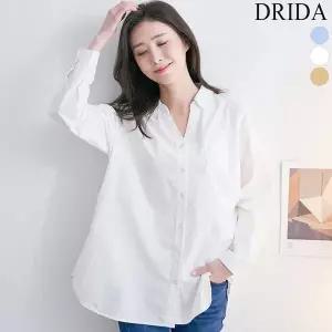 드리다 여자 루즈핏 빅사이즈 레이스 흰색 긴팔 롱 셔츠 40-50대 미시옷 중년 여성 엄마옷 봄 하