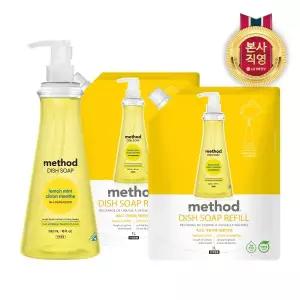 [엘지생활건강]메소드 주방세제 용기 532ml 레몬 + 리필 1L X 2개