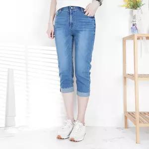 [103st] 얇은 여름 배기 청바지 7부 밴딩 스판 데님 칠부 바지/S~3XL 여성 빅사이즈