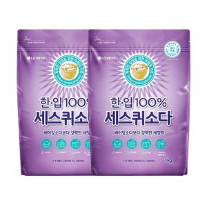 LG생활건강 한입 100프로 세스퀴 탄산소다 다목적세정제 1kg×2개 강력한세정력 천연 세