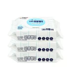 베이킹소다 구연산 모두의 위생행주 물티슈 80매X3개 / 일회용 손걸레 청소포