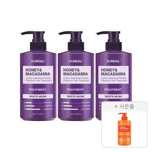 쿤달 네이처 트리트먼트 화이트머스크 500ml, 3개 + 증정(바디워시 체리블라썸 500ml, 1개)