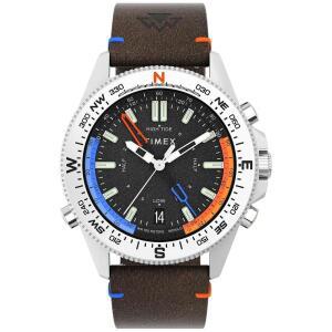 Timex 남성용 익스페디션 North Tide-Temp-Compass 43mm 시계, 브라운/블랙/스테인리스 스틸, 43mm 익스페