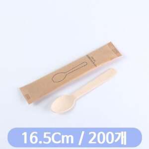 나무스푼 16cm 200개 개별 스푼 포크 일회용포크 칼라포크 플라스틱포크 일회용품 수저