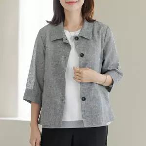 (∼88size)아들하운드체크린넨자켓 OUE3062