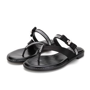 BABARA 진주리본 포인트 스트랩 여성슬리퍼2cm_BBF307BK