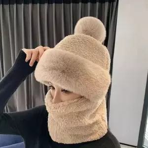 LW 밍크털 모자 겨울 방한 일체형 후드 넥워머 세트 일체형후드넥워머 (WFGEHOX)