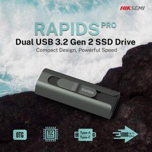 HIKSEMI Rapids Pro 듀얼 USB 플래시 드라이브, 모바일 노트북 PC용 고속 솔리드 스테이트, C타입 OTG, 128