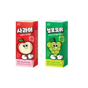 남양 제로슈거 190ml 사과야12개+청포도야12개/팩주스/무배