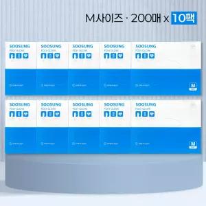 수성 폴리글러브 위생용 비닐장갑 가정용 병원 요양원 비닐장갑 M 200매 x10팩