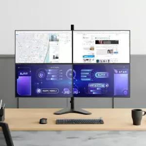 쿼드 모니터암 거치대 수직 폴 다중 멀티 듀얼 모니터 4대 스탠드 주식 CCTV