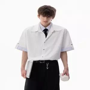 빅사이즈 와이 셔츠 원피스 드레스 정장 3XL 4XL 5XL 6XL 7XL CHOR 더블 레이어 페이크 투피스 캐주얼 다용