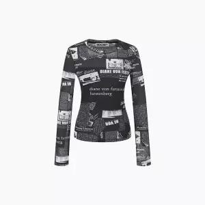 에고이스트 CAPSULE LINE 시스루 프린팅 슬림핏 티셔츠 ES2CL365 1026114