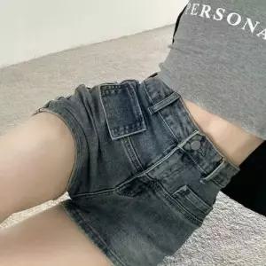 청 빈티지 여름 핫팬츠 슬림핏 청반바지 하이웨스트 힙워머 여자청반바지 핫매시 원템2