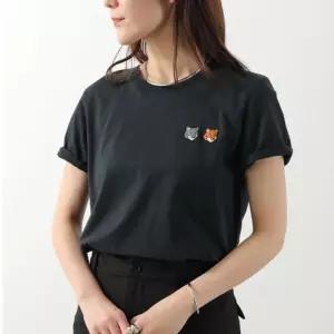 26SS 메종키츠네 더블 폭스 헤드 레귤러 티셔츠 앤트러사이트 OW011CFKJ7026 P190