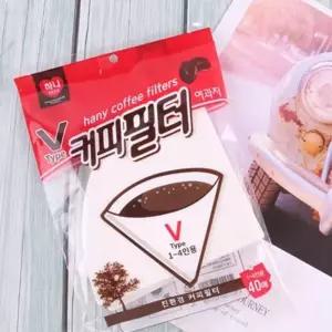 하니 브이형 커피필터 1-4인용 40매 여과지 드리퍼 종이 아메리카노 원두
