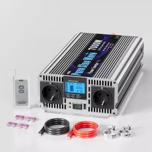 HOULI 순수 정현파 차량용 인버터 3000W-7000W DC 12V/24V에서 AC 220V 60Hz로 변환, 리모컨 포함 휴대용