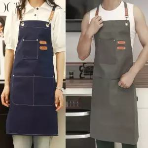 남여공용 캔버스 앞치마 공방 카페 미술 주방 김장 바 캔버스 앞치마 카페