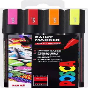 posca - PC-5M 형광 페인트 마커 4개 세트 지갑 내