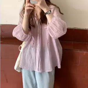 여성 비스락 블라우스 루즈핏 셔링 브이넥 입는즉시 연예인변신