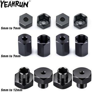 YEAHRUN 4Pcs 알루미늄 5mm 7mm / 5mm 12mm 휠 육각 허브 어댑터 WPL D12 2 1/10 RC 트럭 업그레이드 부품 변환
