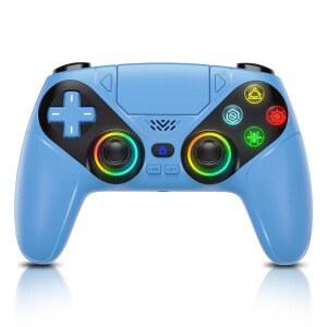 PS5 / PC용 다이노수 RGB 무선 컨트롤러 - 터보, 매크로, 듀얼 진동, 6축 모션, 3.5mm 오디오 잭, 내장 스피커 및 PlayStation 5용 1000mAh 배터리가 탑재된 블루투스 게임패드