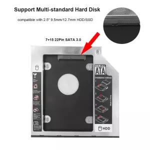 SATA 3.0 2.5 인치 SSD DVD CD-ROM 인클로저 어댑터, 하드 디스크 드라이브 케이스 노트북용, 알루미늄 2