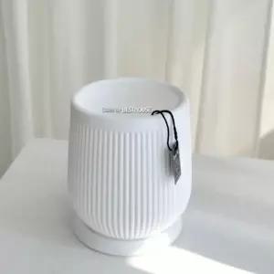 플라스틱 그린팟 22cm 테라스화분 소형 베란다식물화분 야외 병원 세로줄 줄무늬 받침세트 고강도 무광 원