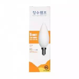 장수램프 5W LED촛대구 E14 전구색(불투명)3000K
