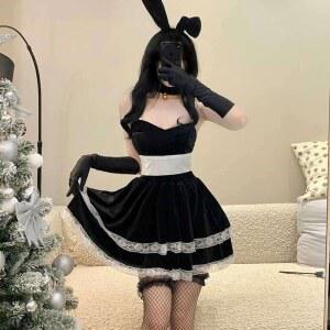 크리스마스 슬림핏 할로윈 성인 클럽 블랙 산타 산타걸 검은 스커트 크리스마스복장