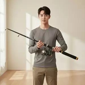 초보용 민물 원투 루어 낚시대 2.7m 휴대용 낚시로드 가이드캡 포함-WFN42IG