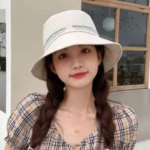모자 썬캡 은창]미들 레터링 벙거지모자 캡모자 스트랩 밀짚 나들이 벙거지 여 성인 여름 여성 왕골 선캡
