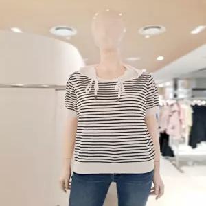 (숲)후드 스트라이프 반팔 니트 SC4SK31