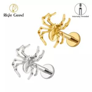 Right Grand ASTM F136 티타늄 스파이더 라브렛 립 링 16G 트라거스 연골 콘치 플랫 헬릭스 스터드 이어링