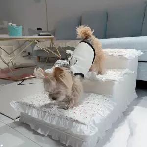 강아지레이스계단 슬개골 애견계단 프릴 슬라이드 소파