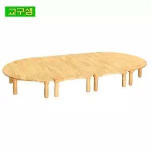 고무나무 원목 공동 학습 테이블 열린형 다리 구조 어린이집 교육 활동 책상